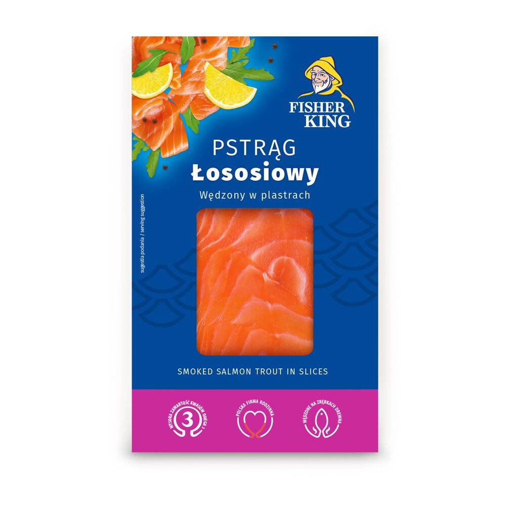 Fisherking Pstrąg łososiowy wędzony w plastrach 100 g. /szt.